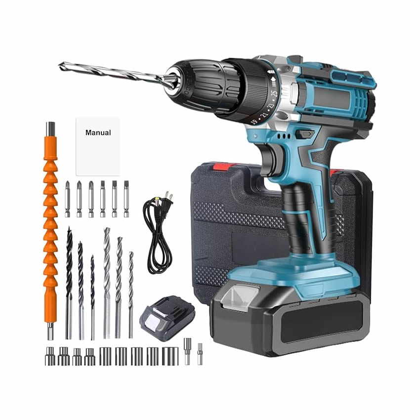 TALADRO INALÁMBRICO 2 BATERÍAS 98V MÁS 22 ACCESORIOS