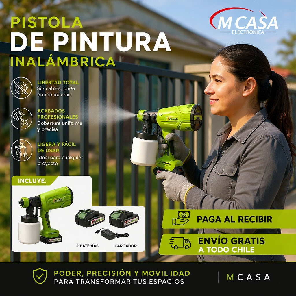 PISTOLA PINTURA INALÁMBRICA 2 BATERÍAS MCASA