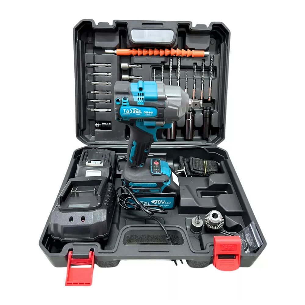 LLAVE DE IMPACTO TASBEL™ 2 BATERÍAS 98V MÁS MALETA Y ACCESORIOS