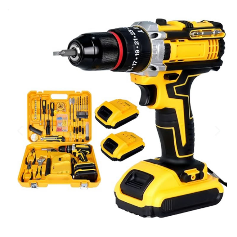 SET TALADRO INALÁMBRICO 2 BATERÍAS 98V MÁS HERRAMIENTAS