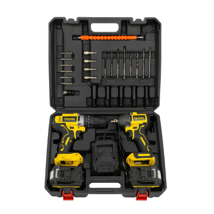 SET TALADRO Y LLAVE IMPACTO TASBEL™ 2 BATERÍAS MÁS ACCESORIOS
