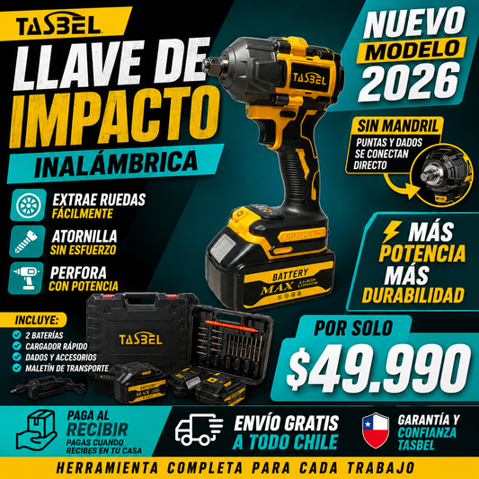 LLAVE DE IMPACTO INALAMBRICA 2 BATERÍAS MÁS ACCESORIOS