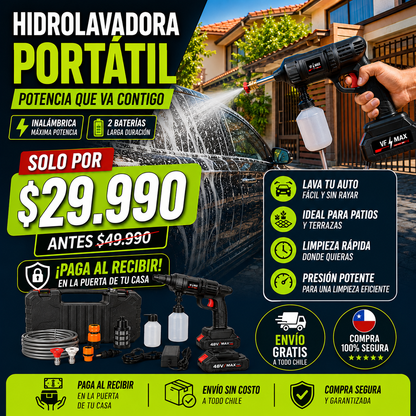 HIDROLAVADORA CON 2 BATERÍAS 98V Y ACCESORIOS