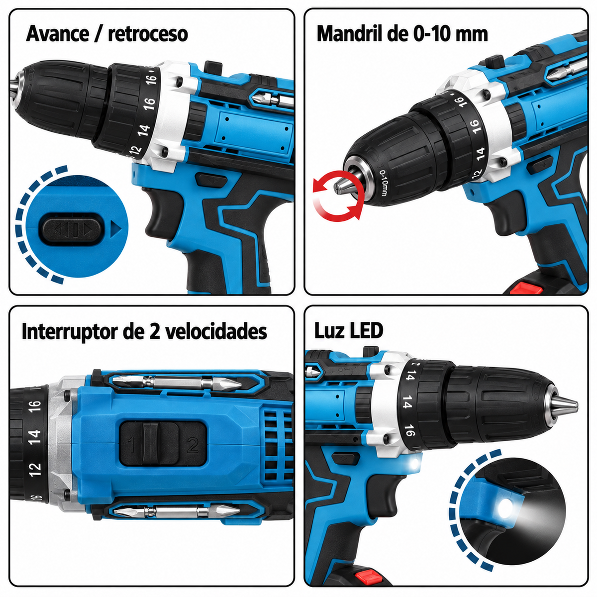 TALADRO INALÁMBRICO 2 BATERÍAS 48V MÁS ACCESORIOS