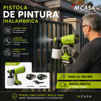 PISTOLA PINTURA INALÁMBRICA 2 BATERÍAS MCASA