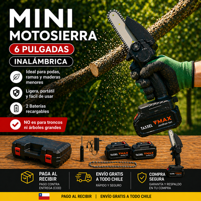 MINI MOTOSIERRA 6" INALÁMBRICA 2 BATERÍAS