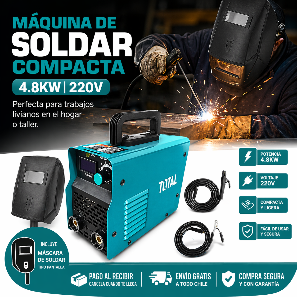 MAQUINA DE SOLDAR COMPACTA 4.8KW 220V