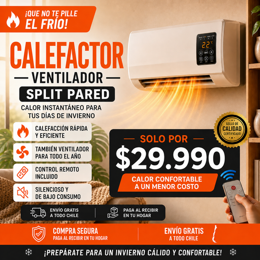 SPLIT-AIR Calefactor para Pared y Ventilador 2 en 1