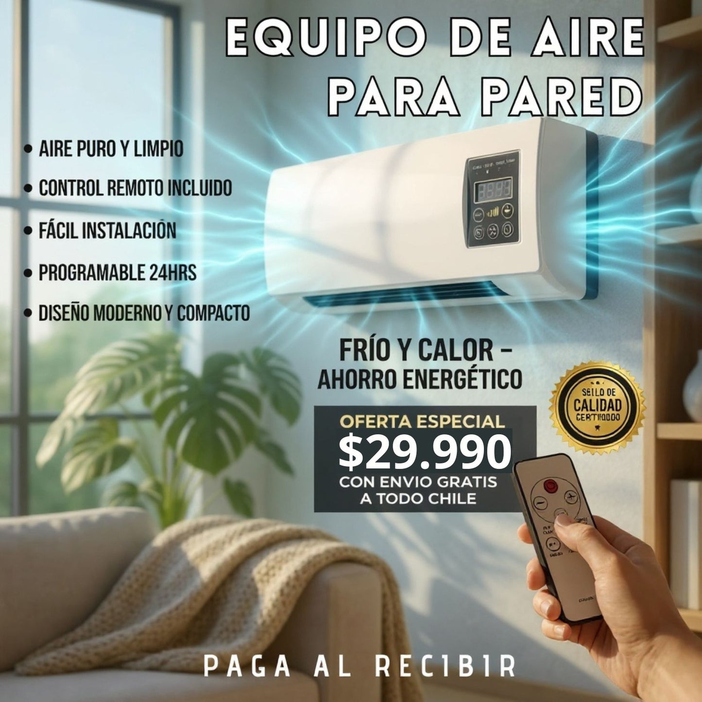 Verano sin Calor 🌞❄️ | SPLIT-AIR Aire Frío para Pared | más Calefactor 2 en 1
