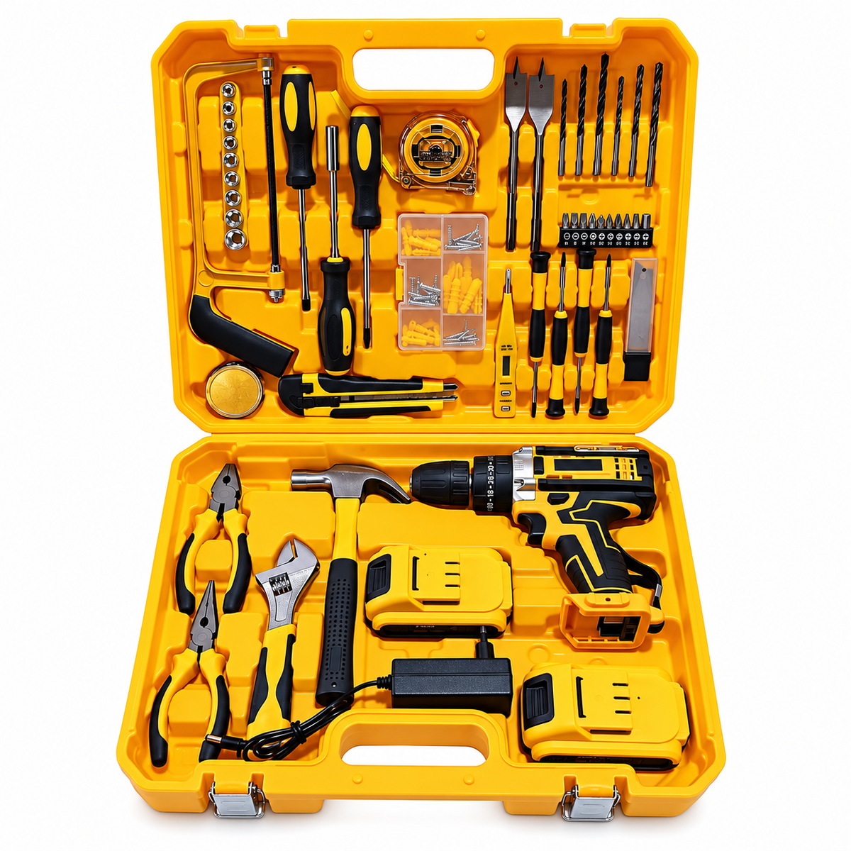 SET TALADRO INALÁMBRICO 2 BATERÍAS MÁS HERRAMIENTAS