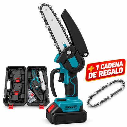 MINI MOTOSIERRA 6" INALÁMBRICA 2 BATERIAS 2 CADENAS