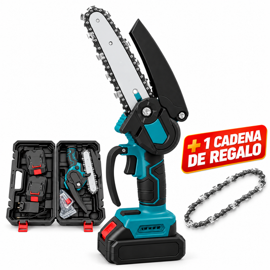 MINI MOTOSIERRA 6" INALÁMBRICA 2 BATERIAS 2 CADENAS