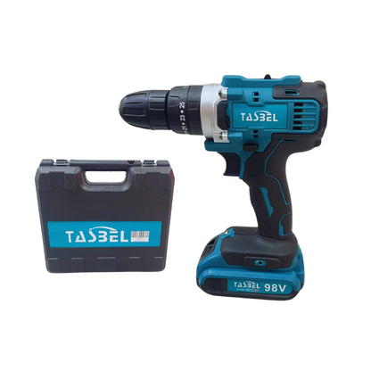 SET TALADRO INALÁMBRICO 2 BATERÍAS 98V MÁS HERRAMIENTAS
