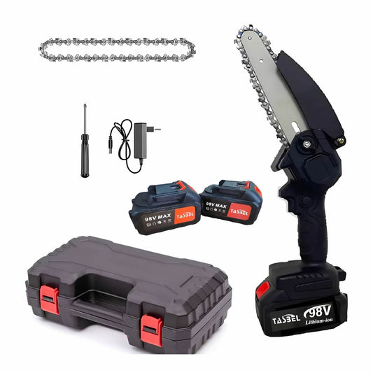 MINI MOTOSIERRA 6" INALÁMBRICA 2 BATERÍAS 98V